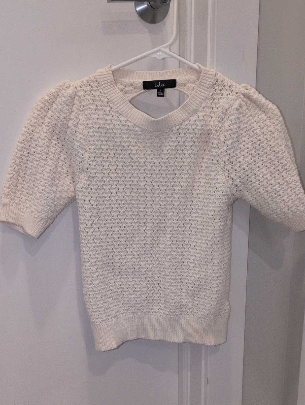 Lulu's Cream Textured Short-Sleeve Knit Sweater